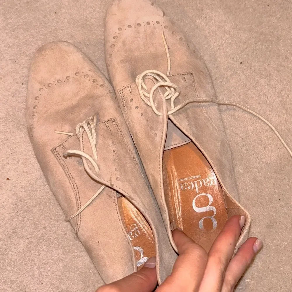 Gaden Leather Neural nude Tan beige Leather Shoes Flats - Picture 1 of 5
